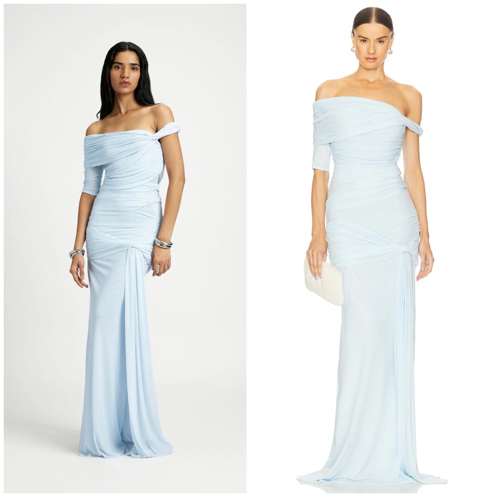 NWT Deme by Gabriella Alba Maxi Long Dress in Ice Blue Size XS